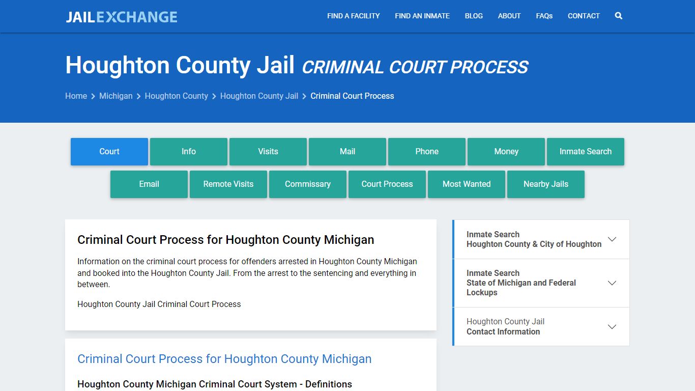 Houghton County Jail Criminal Court Process - Jail Exchange