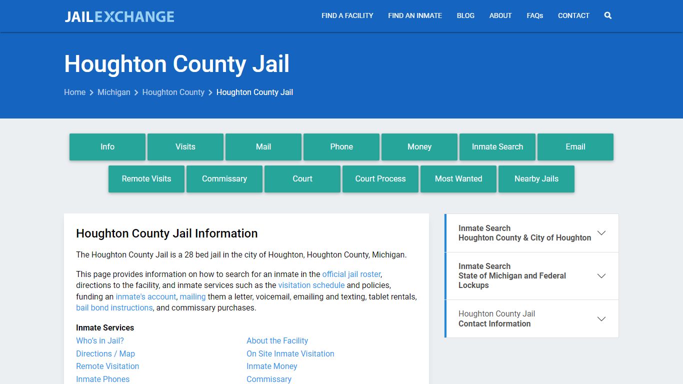 Houghton County Jail, MI Inmate Search, Information